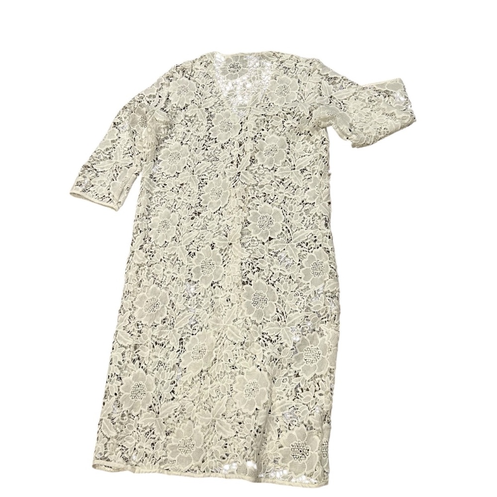 ANTONIO MELANI Ivory Floral Lace Kimono Tunic